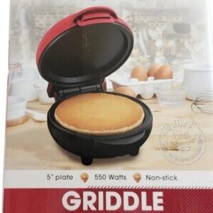 MyMini Personal Electric 5" Griddle Plate 550 Watts Non-Stick - Red